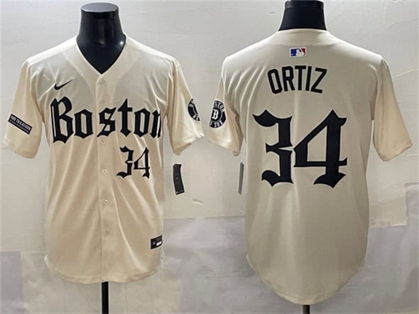 Boston Red Sox #34 David Ortiz Cream Gothic Vapor Limited Stitched Jersey