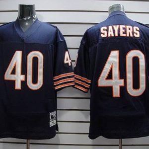 Mitchell Ness Bears #40 Gale Sayers Blue With Small Number Stitched Throwback Jersey