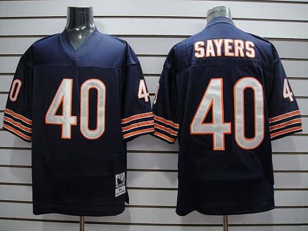 Mitchell Ness Bears #40 Gale Sayers Blue With Small Number Stitched Throwback Jersey