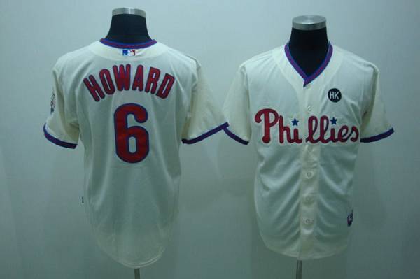 Phillies #6 Ryan Howard Stitched Cream Jersey