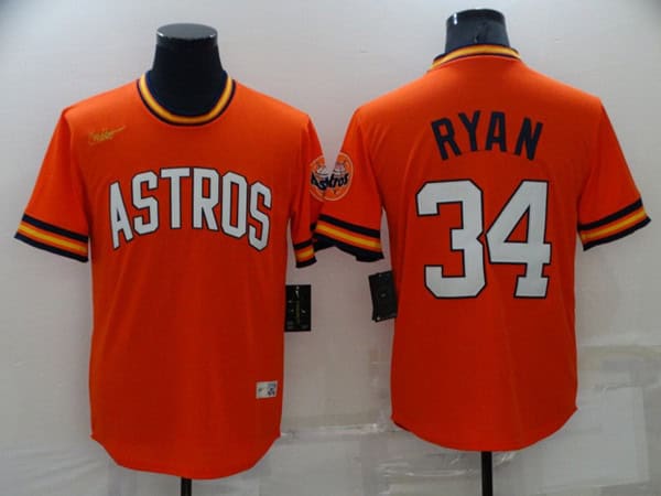 Houston Astros #34 Nolan Ryan Orange Cool Base Stitched Jersey