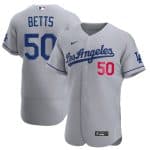 Los Angeles Dodgers #50 Mookie Betts Grey Flex Base Stitched Jersey