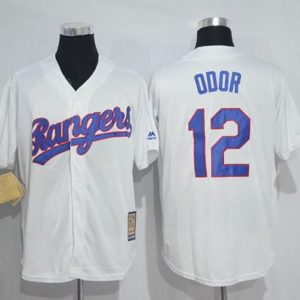 Mitchell And Ness Rangers #12 Rougned Odor White Throwback Stitched Jersey