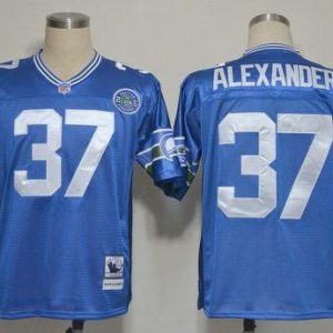 Mitchell And Ness Seahawks #37 Shaun Alexander Blue Stitched Throwback Jersey
