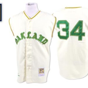 Mitchell And Ness Athletics #34 Rollie Fingers Stitched White Throwback Jersey