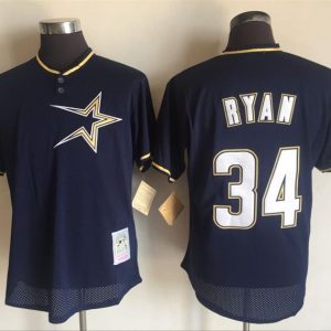 Houston Astros #34 Nolan Ryan Mitchell And Ness Navy Blue 1997 Throwback Stitched Jersey