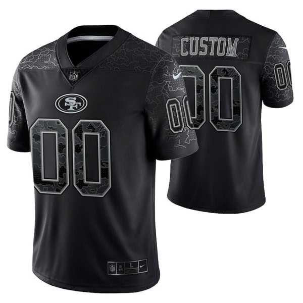 San Francisco 49ers Customized Custom Black Reflective Limited Stitched Football Jersey