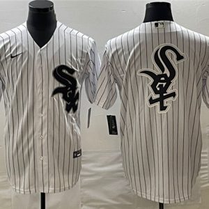 Chicago White Sox White Team Big Logo Cool Base Stitched Jersey