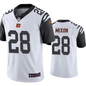 Cincinnati Bengals #28 Joe Mixon White White Color Rush Stitched Jersey