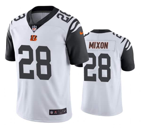Cincinnati Bengals #28 Joe Mixon White White Color Rush Stitched Jersey