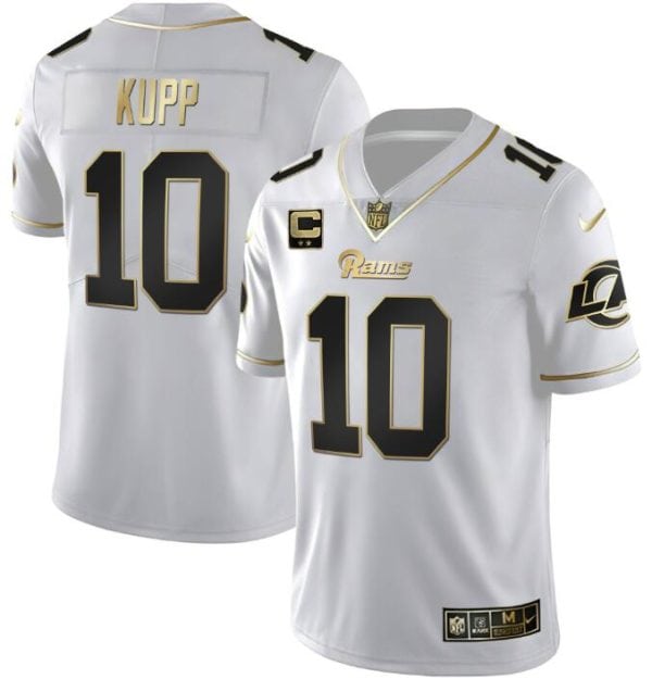 Los Angeles Rams #10 Cooper Kupp White Golden With 2-Star Patch Vapor Stitched Jersey