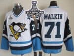 Penguins #71 Evgeni Malkin White Blue CCM Throwback 2016 Stanley Cup Champions Stitched Jersey