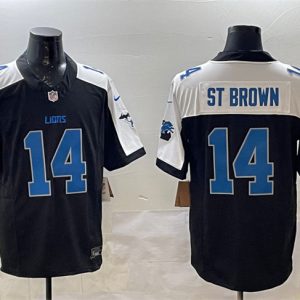 Detroit Lions #14 Amon-Ra St. Brown Black Alternate F.U.S.E. 2024 Michigan Patch Vapor Limited Football Stitched Game Jersey