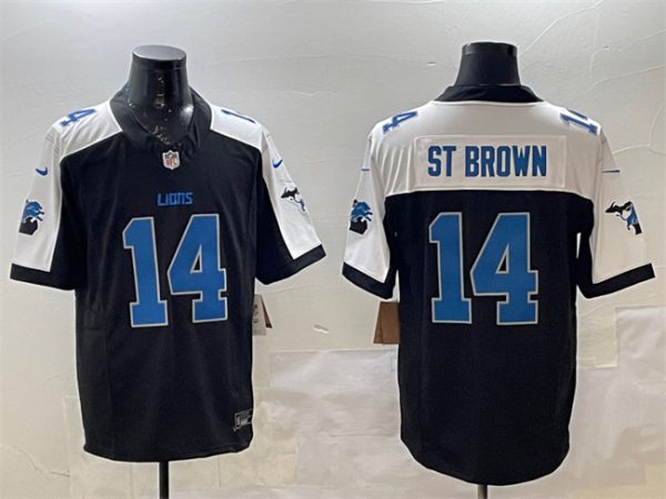 Detroit Lions #14 Amon-Ra St. Brown Black Alternate F.U.S.E. 2024 Michigan Patch Vapor Limited Football Stitched Game Jersey