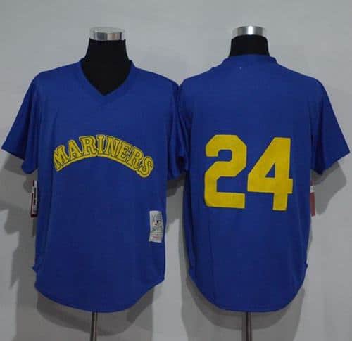 Mitchell And Ness 1991 Mariners #24 Ken Griffey Light Blue Throwback Stitched Jersey