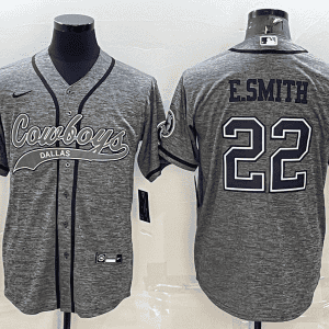 Dallas Cowboys #22 Emmitt Smith Grey With Patch Cool Base Stitched Baseball Jersey