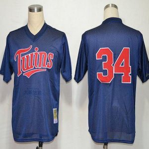 Mitchell And Ness 1991 Twins #34 Kirby Puckett Navy Blue Stitched Jersey