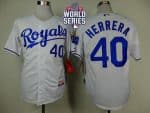 Royals #40 Kelvin Herrera White Cool Base W 2015 World Series Patch Stitched Jersey