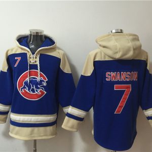 Chicago Cubs #7 Dansby Swanson Ageless Must-Have Lace-Up Pullover Hoodie