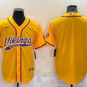 Minnesota Vikings Blank Gold With Patch Cool Base Stitched Baseball Jersey