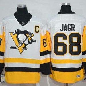 Penguins #68 Jaromir Jagr White New Away Stitched Jersey