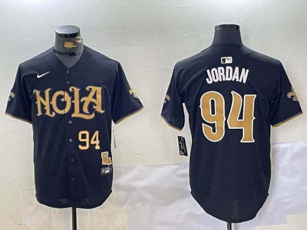 New Orleans Saints #94 Cameron Jordan Black Cool Base Stitched Jersey