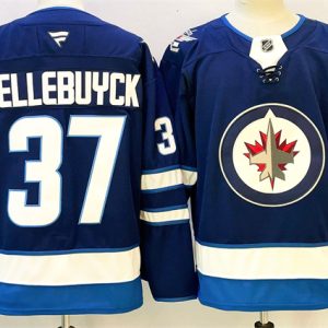 Winnipeg Jets #37 Connor Hellebuyck Connor Hellebuyck Navy 2024-25 Home Stitched Jersey