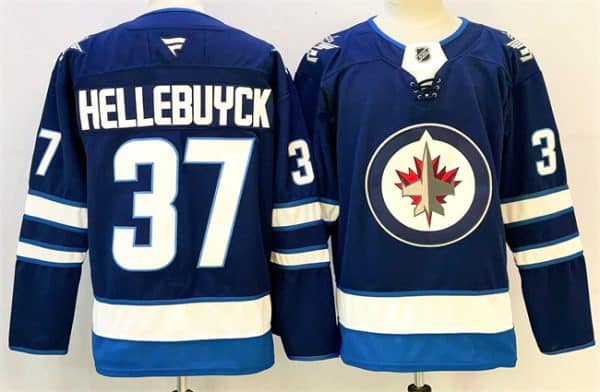 Winnipeg Jets #37 Connor Hellebuyck Connor Hellebuyck Navy 2024-25 Home Stitched Jersey