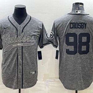 Las Vegas Raiders #98 Maxx Crosby Gray With Patch Cool Base Stitched Baseball Jersey