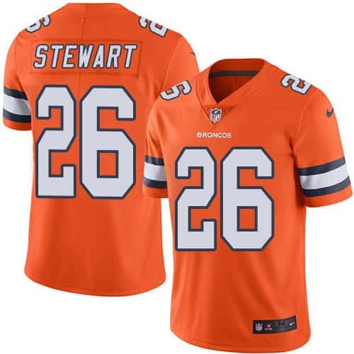 Broncos #26 Darian Stewart Orange Stitched Limited Rush Nike Jersey