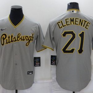 Pittsburgh Pirates #21 Roberto Clemente Grey Cool Base Stitched Jersey