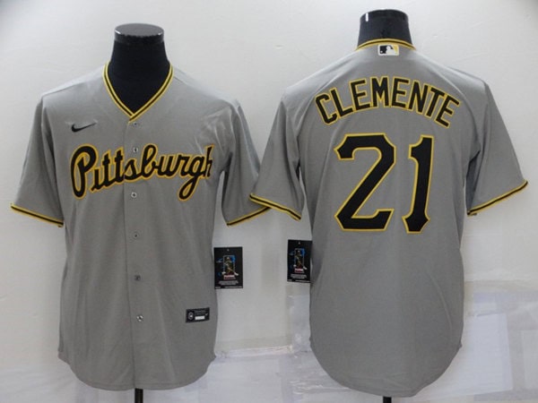 Pittsburgh Pirates #21 Roberto Clemente Grey Cool Base Stitched Jersey