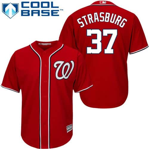 Washington Nationals #37 Stephen Strasburg Red Cool Base Stitched Jersey