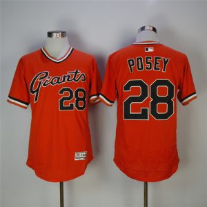 San Francisco Giants #28 Buster Posey Orange Throwback Flexbase Stitched Jersey
