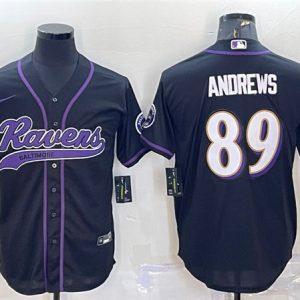 Baltimore Ravens #89 Mark Andrews Black With Patch Cool Base Stitched Jersey