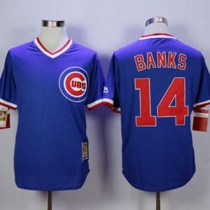 Cubs #14 Ernie Banks Blue Cooperstown Stitched Jersey