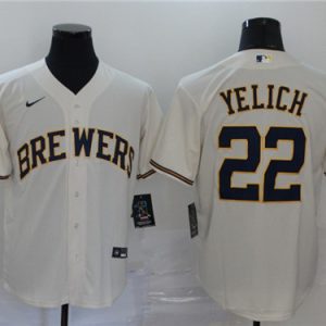 Milwaukee Brewers #22 Christian Yelich White Cool Base Stitched Jersey