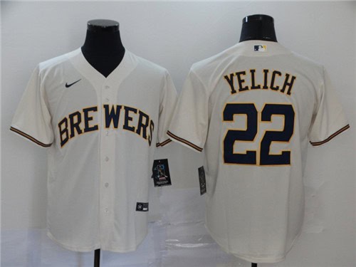 Milwaukee Brewers #22 Christian Yelich White Cool Base Stitched Jersey