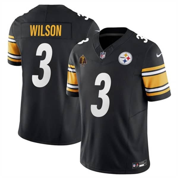 Pittsburgh Steelers #3 Russell Wilson Black 2024 F.U.S.E. With Walter Payton Patch Vapor Untouchable Limited Stitched Jersey