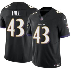 Baltimore Ravens #43 Justice Hill Black 2023 F.U.S.E. Vapor Limited Stitched Jersey