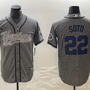New York Yankees #22 Juan Soto Gray Cool Base Stitched Jersey