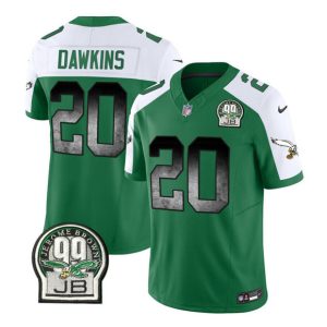 Philadelphia Eagles #20 Brian Dawkins Green White 2023 F.U.S.E. Throwback Vapor Untouchable Limited Stitched Jersey