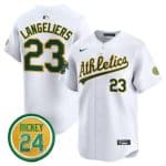 Oakland Athletics #23 Shea Langeliers White 2024 Home Limited With Rickey Henderson Patch Stitched Jersey