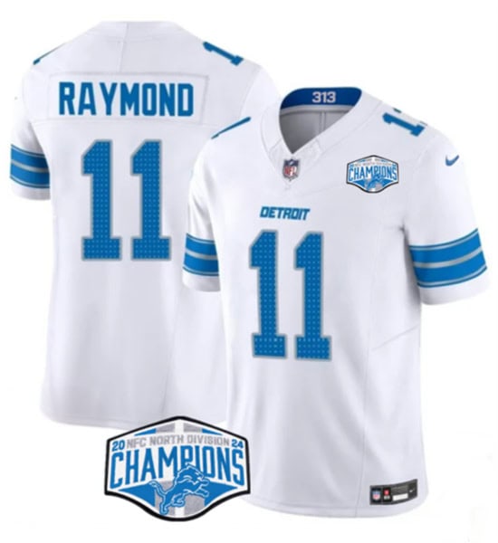 Detroit Lions #11 Kalif Raymond White 2024 NFC North Champions F.U.S.E. Vapor Limited Stitched Jersey