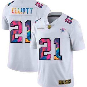 Dallas Cowboys #21 Ezekiel Elliott White Crucial Catch Limited Stitched Jersey