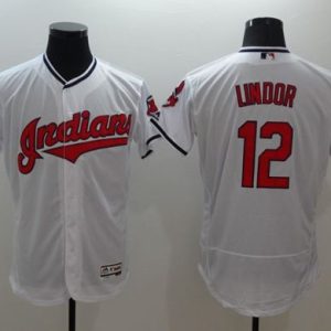 Indians #12 Francisco Lindor White Flexbase Authentic Collection Stitched Jersey