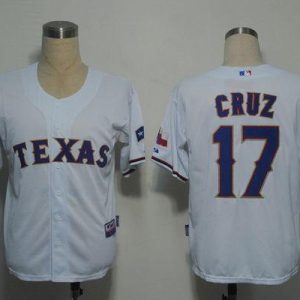 Rangers #17 Nelson Cruz White Stitched Cool Base Jersey
