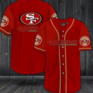 San Francisco 49ers Red Baseball Stitched Jersey Shirt