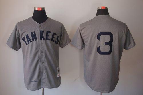 Mitchell And Ness 1929 Yankees #3 Babe Ruth Grey Throwback Stitched Jersey