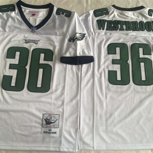 Philadelphia Eagles #36 Brian Westbrook White Throwback Stitched Football Jersey